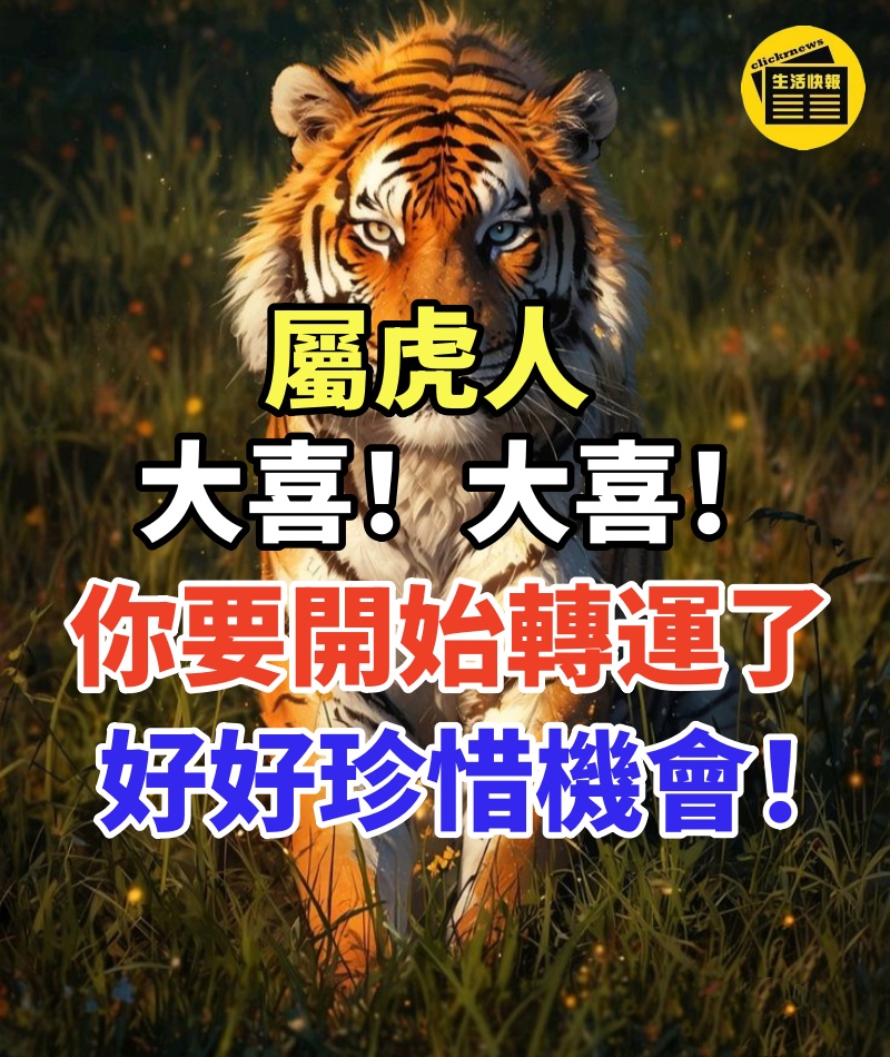 屬虎人,大喜,大喜!你要開始「轉運」了,好好珍惜機會!