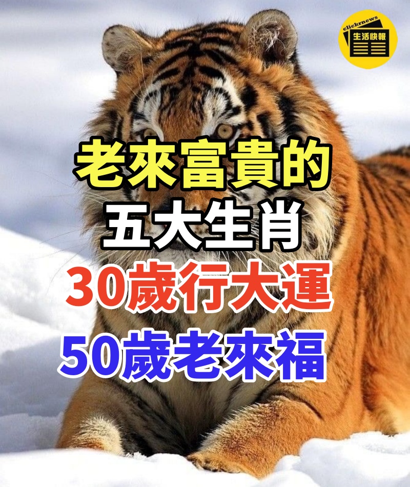 老來富貴的五大生肖,30歲行大運,50歲老來福