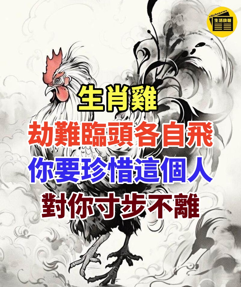 生肖雞:劫難臨頭各自飛,唯獨這個人對你寸步不離,你好好珍惜!