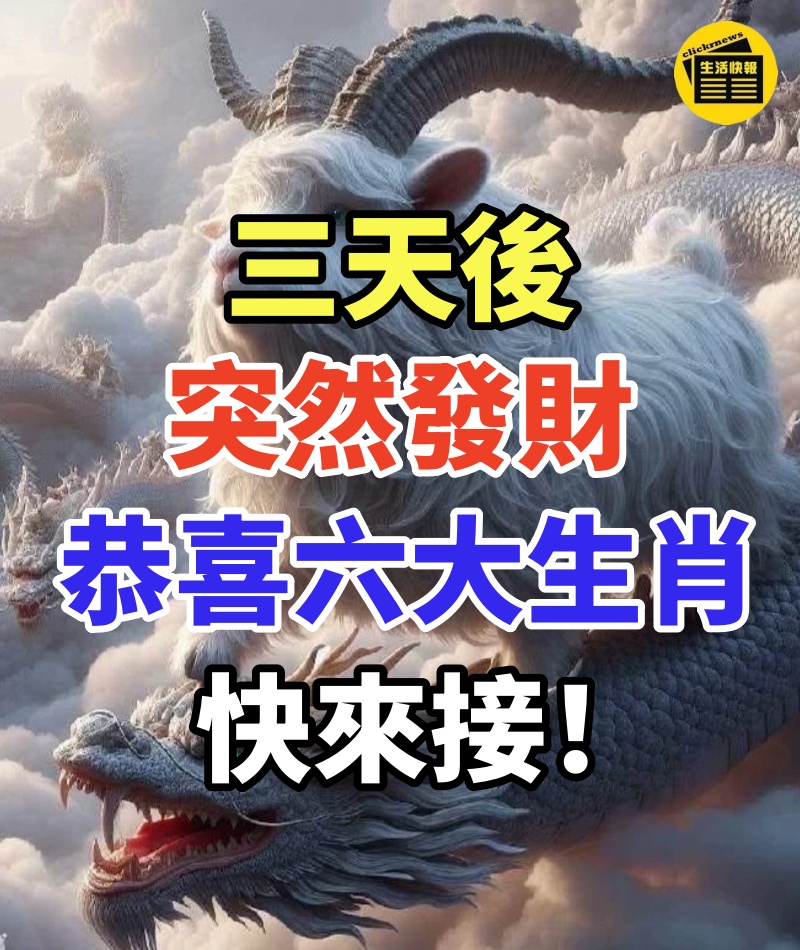 三天後突然有錢的六大生肖快來接