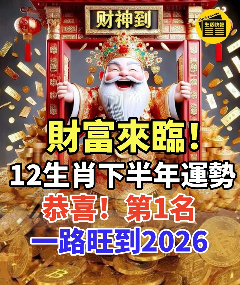 財富來臨!12生肖「2025下半年運勢」 第1名一路旺到2026