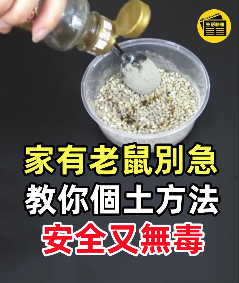 家裡有老鼠別著急，教你個土方法，老鼠來一隻滅一隻，安全又無毒