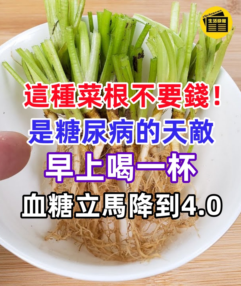 這種菜根不要錢，卻是糖尿病的「天敵」，早上喝一杯，血糖立馬從9.6降到4.0，從此血糖血壓平穩，血管乾淨，預防三高